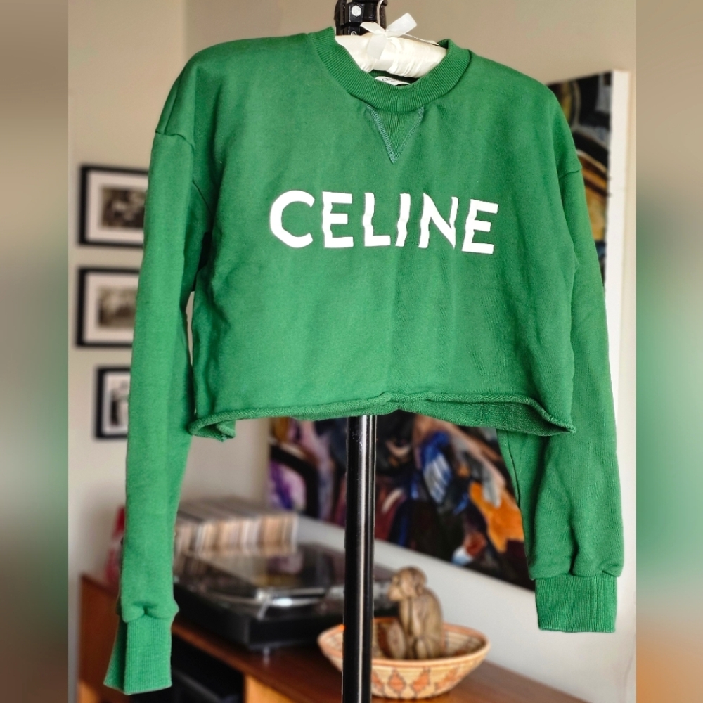 Celine Logo Cropped Crewneck Sweatshirt - Picture 2 of 8
